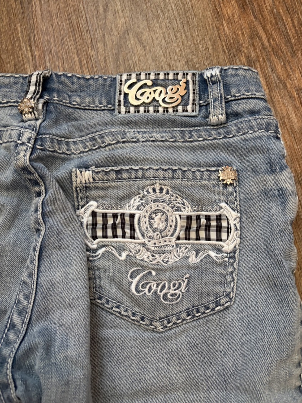 COOGI Light Blue Distressed Denim Bermuda Shorts